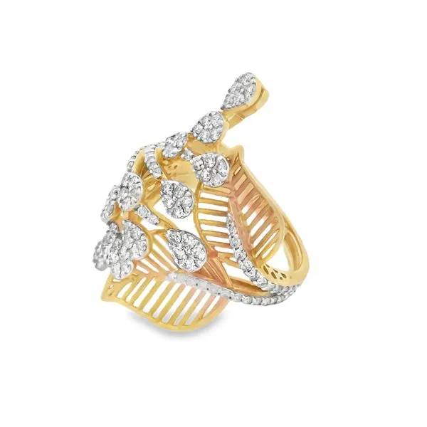 14Kt Yellow Gold Diamond Leaf Ring – 1.64 Ct Unique Nature-Inspired Design Image 2 Mollys Jewelers Brooklyn, NY