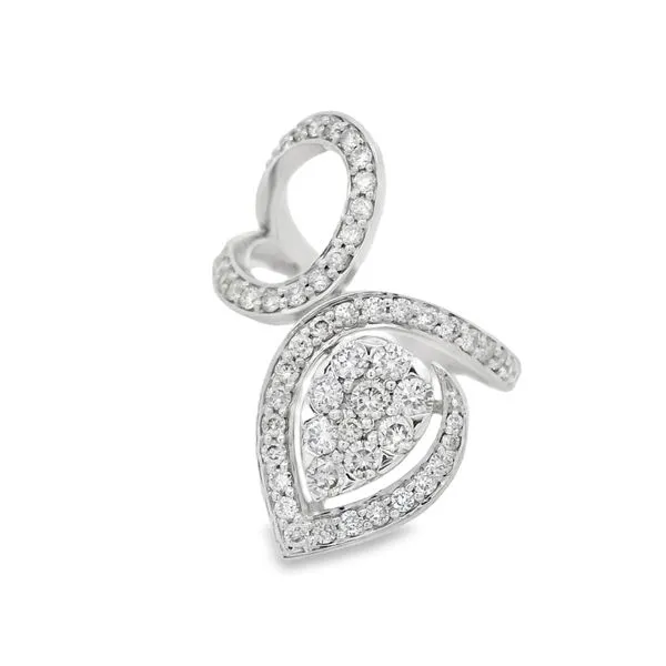 14Kt White Gold Open Swirl Diamond Ring with 0.83ct Sparkling Pear Cluster Design Image 2 Mollys Jewelers Brooklyn, NY