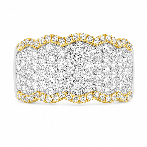 14K Two-Tone Gold Diamond Ring – 2.63ct Scalloped Edge, Size 6.75 Mollys Jewelers Brooklyn, NY
