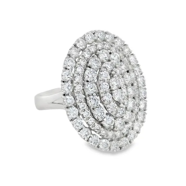 14K White Gold Oval Cluster Diamond Cocktail Ring – 3.00ct Mollys Jewelers Brooklyn, NY
