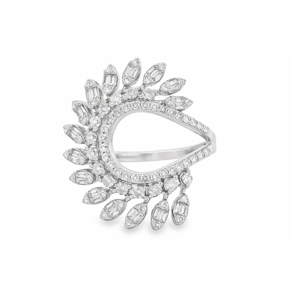 14Kt White Gold Diamond Fan-Style Ring – 1.09ct Bold Elegance Mollys Jewelers Brooklyn, NY
