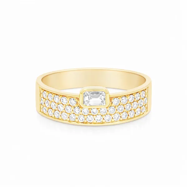 Emerald-Cut Accent Yellow Gold Diamond Ring – 0.48 ctw Mollys Jewelers Brooklyn, NY