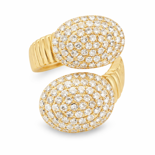 14K Yellow Gold Italian Pavé Diamond Bypass Ring – 2.00ct Mollys Jewelers Brooklyn, NY