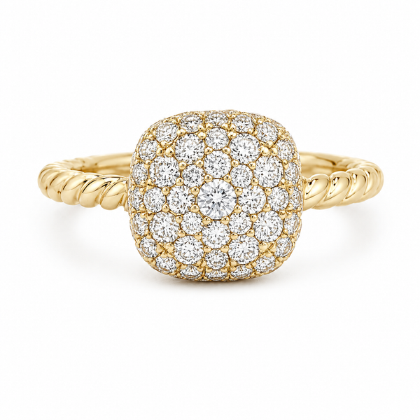 Cushion Cluster Yellow Gold Diamond Ring – 0.71 ctw Mollys Jewelers Brooklyn, NY