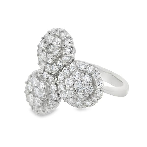 14Kt White Gold Triple Diamond Cluster Ring – 1.75ct Floral Sparkle Image 2 Mollys Jewelers Brooklyn, NY