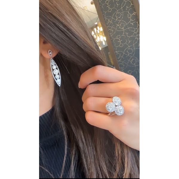 14Kt White Gold Triple Diamond Cluster Ring – 1.75ct Floral Sparkle Image 3 Mollys Jewelers Brooklyn, NY