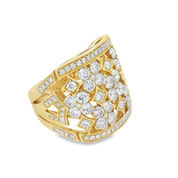 Elegant 14Kt Yellow Gold Diamond Ring – 3.2 Carats Floral Design Image 2 Mollys Jewelers Brooklyn, NY