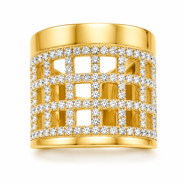 Yellow Gold Diamond Ring – Grid Statement 1.21ct Mollys Jewelers Brooklyn, NY