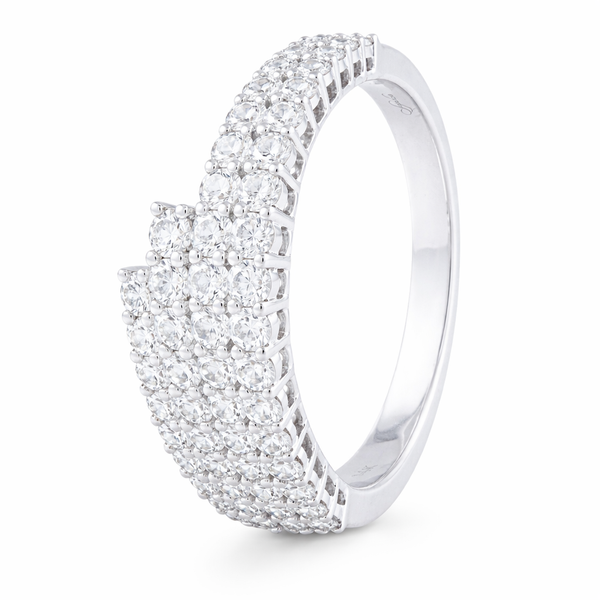 14Kt White Gold Tapered Diamond Cluster Ring – 1.2ct Brilliance Mollys Jewelers Brooklyn, NY