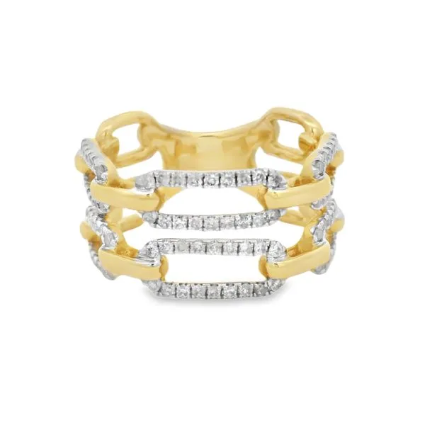 Yellow Gold Link Diamond Ring – 0.50ct Edge Mollys Jewelers Brooklyn, NY