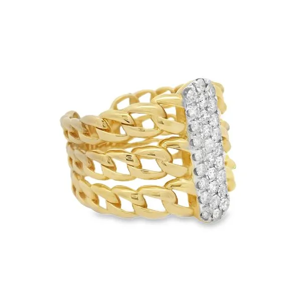 14Kt Yellow Gold Diamond Ring with Multi-Band Curb Design – 0.44 Ct Image 2 Mollys Jewelers Brooklyn, NY