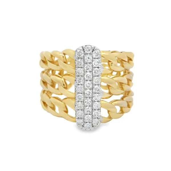 14Kt Yellow Gold Diamond Ring with Multi-Band Curb Design – 0.44 Ct Mollys Jewelers Brooklyn, NY