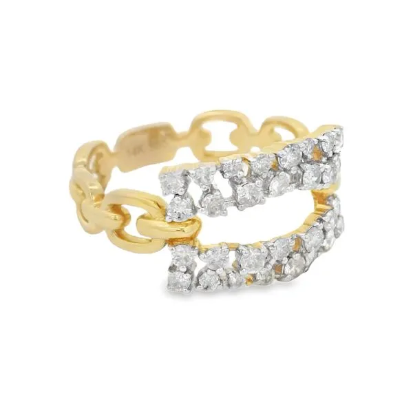 Double Row Link Yellow Gold Diamond Ring – 0.55 ctw Image 2 Mollys Jewelers Brooklyn, NY