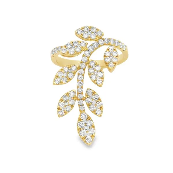 18Kt Yellow Gold Diamond Leaf Ring – 0.95 Ct Nature-Inspired Elegance Image 2 Mollys Jewelers Brooklyn, NY