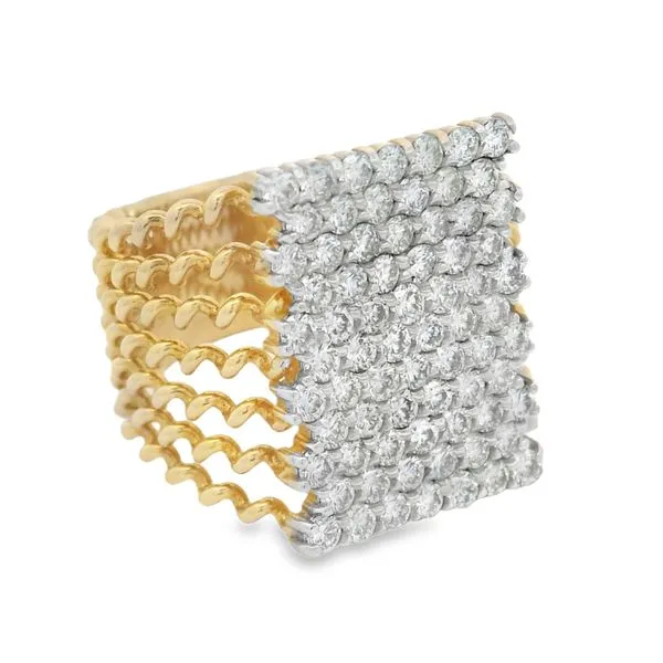 14Kt Yellow Gold Diamond Statement Ring – 1.84 Ct Zigzag Design Image 2 Mollys Jewelers Brooklyn, NY
