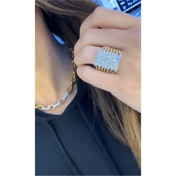 14Kt Yellow Gold Diamond Statement Ring – 1.84 Ct Zigzag Design Image 3 Mollys Jewelers Brooklyn, NY