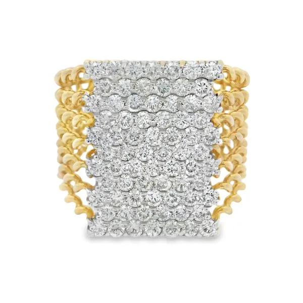 14Kt Yellow Gold Diamond Statement Ring – 1.84 Ct Zigzag Design Mollys Jewelers Brooklyn, NY