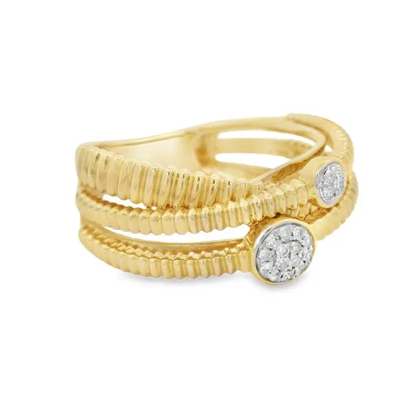Ribbed Trio Yellow Gold Diamond Ring – 0.07 ctw Image 2 Mollys Jewelers Brooklyn, NY