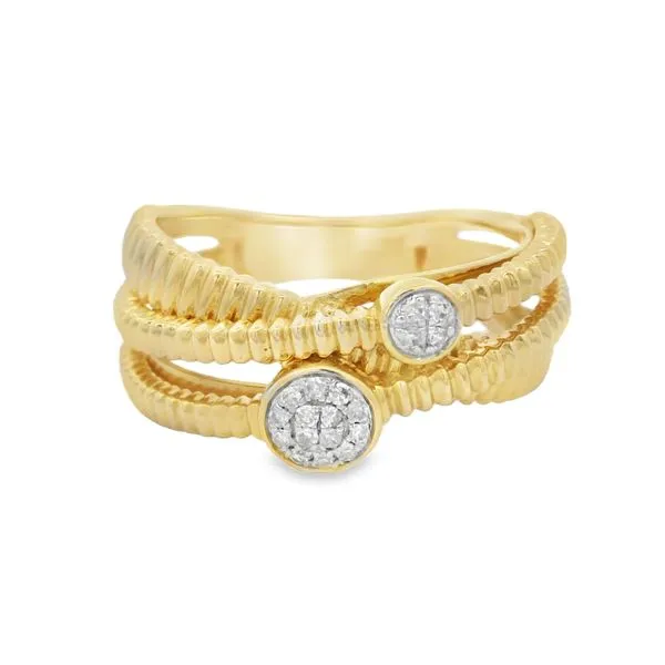 Ribbed Trio Yellow Gold Diamond Ring – 0.07 ctw Mollys Jewelers Brooklyn, NY