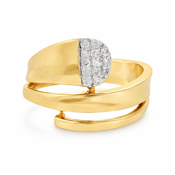 Yellow Gold Wrap Diamond Ring – Ascent Design – 0.09 ctw Mollys Jewelers Brooklyn, NY