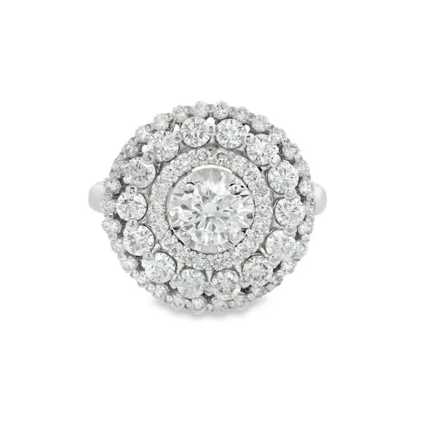 White Gold Diamond Ring – Radiant Halo Image 2 Mollys Jewelers Brooklyn, NY