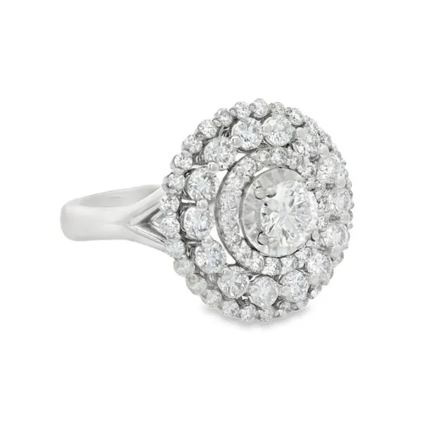 White Gold Diamond Ring – Radiant Halo Mollys Jewelers Brooklyn, NY