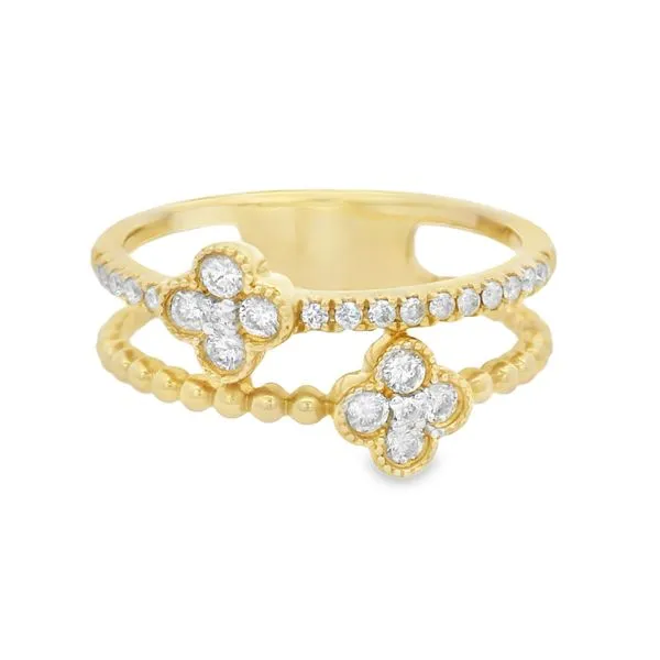 Yellow Gold Flora Diamond Ring with Dual Band Design – 0.37 ct Mollys Jewelers Brooklyn, NY
