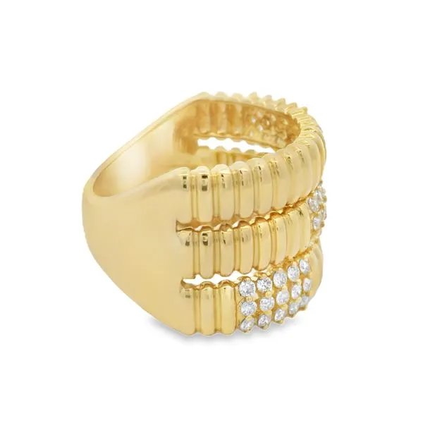 14Kt Yellow Gold Diamond Ribbed Ring – 0.51 Ct Triple Row Design Image 3 Mollys Jewelers Brooklyn, NY