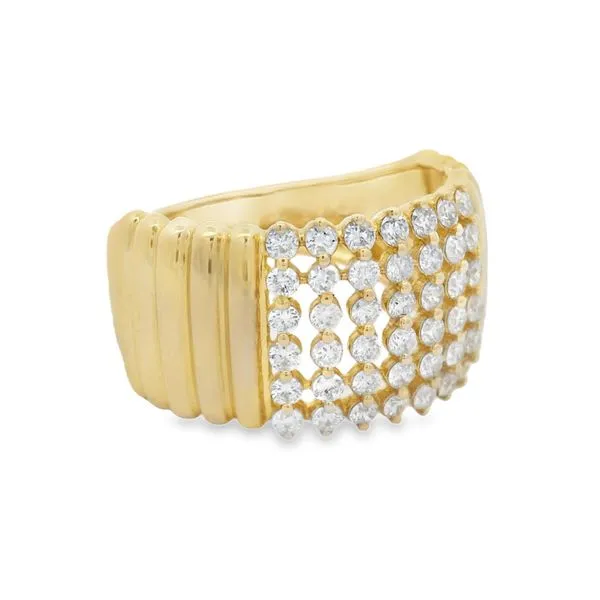 14Kt Yellow Gold Ribbed Diamond Ring – 0.76 Ct Modern Bold Design Image 2 Mollys Jewelers Brooklyn, NY