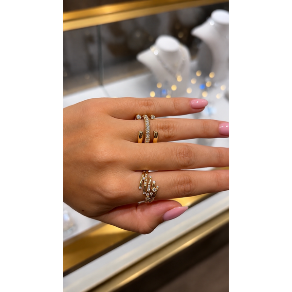 Diamond Triple Row Open Cuff Ring Image 2 Mollys Jewelers Brooklyn, NY