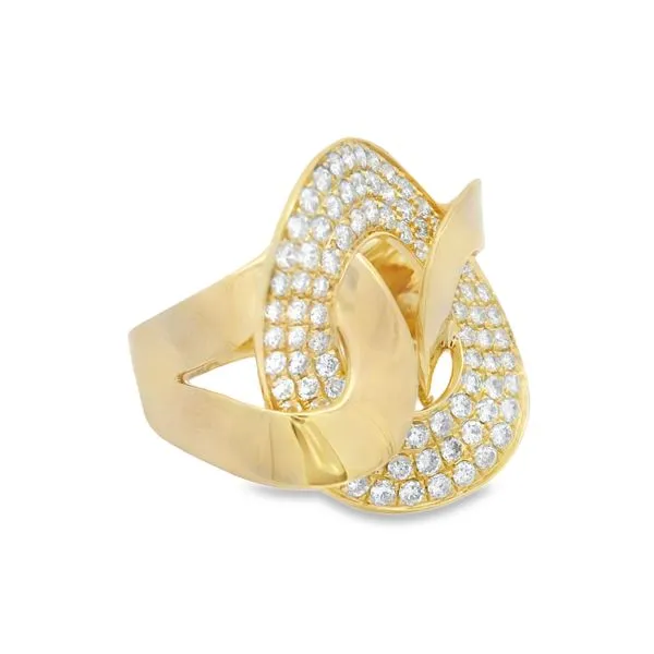 14K Yellow Gold Diamond Loop Ring – 1.45ct Modern Swirl Design Image 2 Mollys Jewelers Brooklyn, NY