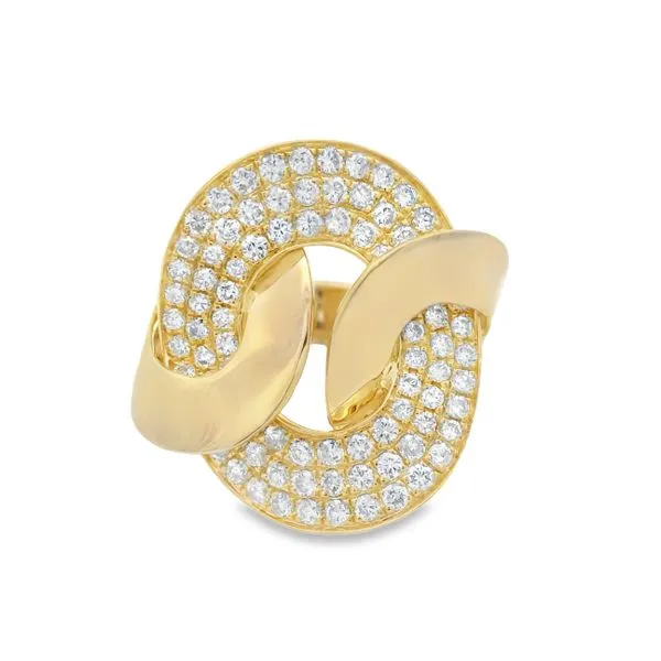 14K Yellow Gold Diamond Loop Ring – 1.45ct Modern Swirl Design Mollys Jewelers Brooklyn, NY