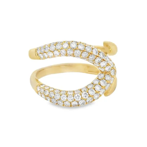 14K Yellow Gold Diamond Swirl Wrap Ring – 1.50ct Modern Spiral Design Image 2 Mollys Jewelers Brooklyn, NY