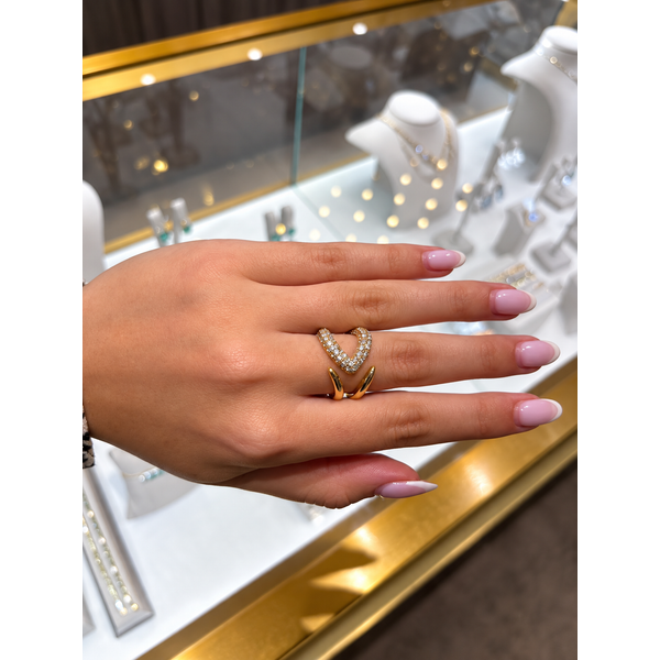 14K Yellow Gold Diamond Swirl Wrap Ring – 1.50ct Modern Spiral Design Image 2 Mollys Jewelers Brooklyn, NY