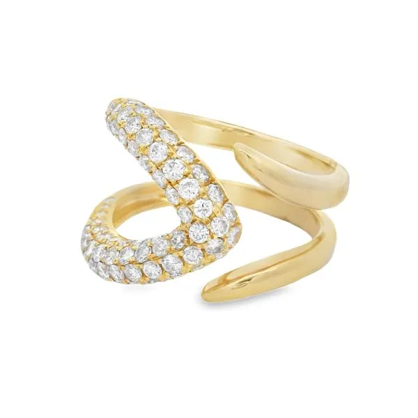 14K Yellow Gold Diamond Swirl Wrap Ring – 1.50ct Modern Spiral Design Image 3 Mollys Jewelers Brooklyn, NY