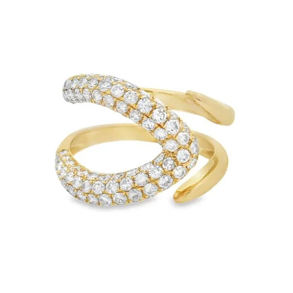 14K Yellow Gold Diamond Swirl Wrap Ring – 1.50ct Modern Spiral Design Mollys Jewelers Brooklyn, NY