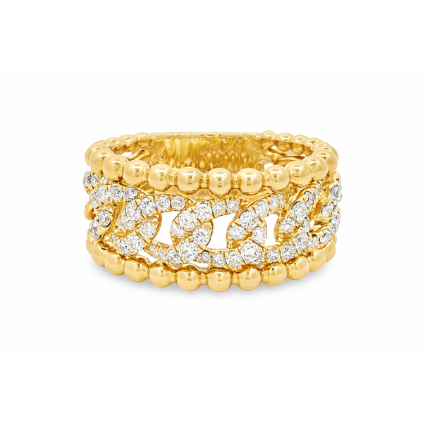14Kt Yellow Gold Diamond Swirl Ring – 0.75 Ct Beaded Edge Design Mollys Jewelers Brooklyn, NY