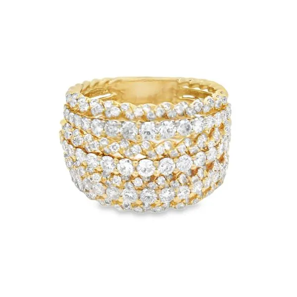 14K Yellow Gold Multi-Row Diamond Ring – 2.35ct, Size 8.5 Mollys Jewelers Brooklyn, NY