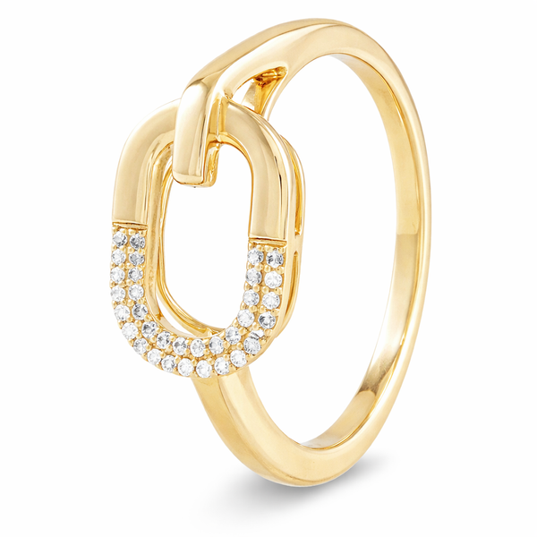 Link Accent Yellow Gold Diamond Ring – 0.09 ctw Mollys Jewelers Brooklyn, NY