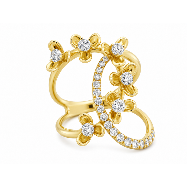 Yellow Gold Diamond Ring – Petal Twist Mollys Jewelers Brooklyn, NY