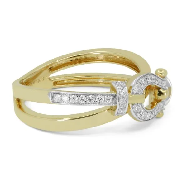 DiamondBuckle Yellow Gold Accent Ring Image 2 Mollys Jewelers Brooklyn, NY