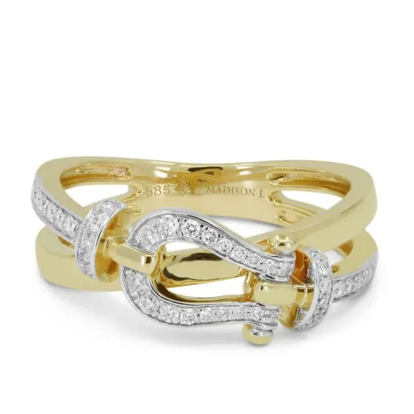 DiamondBuckle Yellow Gold Accent Ring Mollys Jewelers Brooklyn, NY
