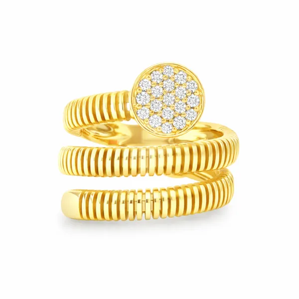 Diamond Ribbed Coil Statement Ring in Yellow Gold Mollys Jewelers Brooklyn, NY