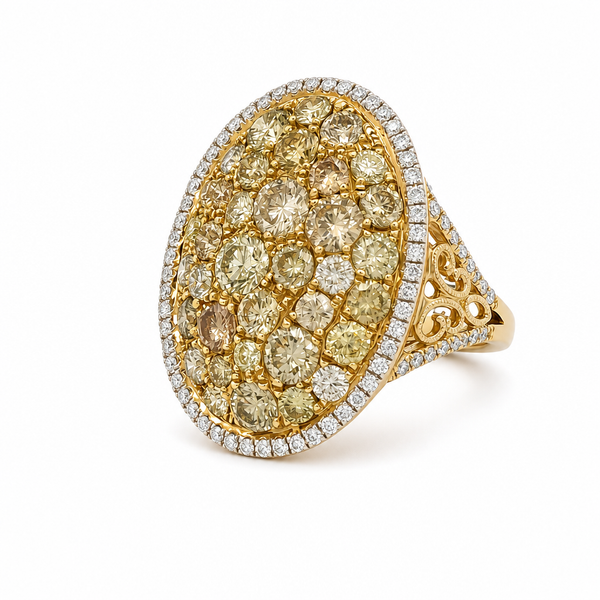 Fancy Yellow Diamond Mosaic Statement Ring Mollys Jewelers Brooklyn, NY