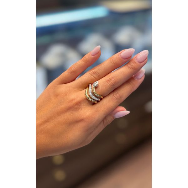 Two Tone Gold PearFlow Diamond Ring – 0.53ct Image 2 Mollys Jewelers Brooklyn, NY