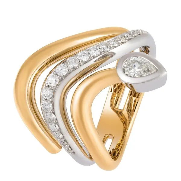 Two Tone Gold PearFlow Diamond Ring – 0.53ct Mollys Jewelers Brooklyn, NY
