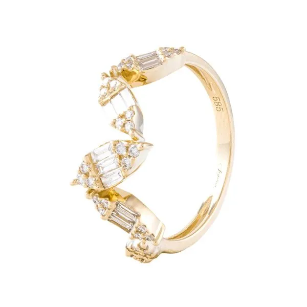 Yellow Gold DiamondLeaf Baguette Ring Mollys Jewelers Brooklyn, NY