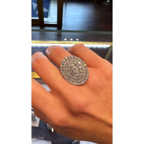 14K White Gold Oval Cluster Diamond Cocktail Ring – 3.00ct Image 2 Mollys Jewelers Brooklyn, NY