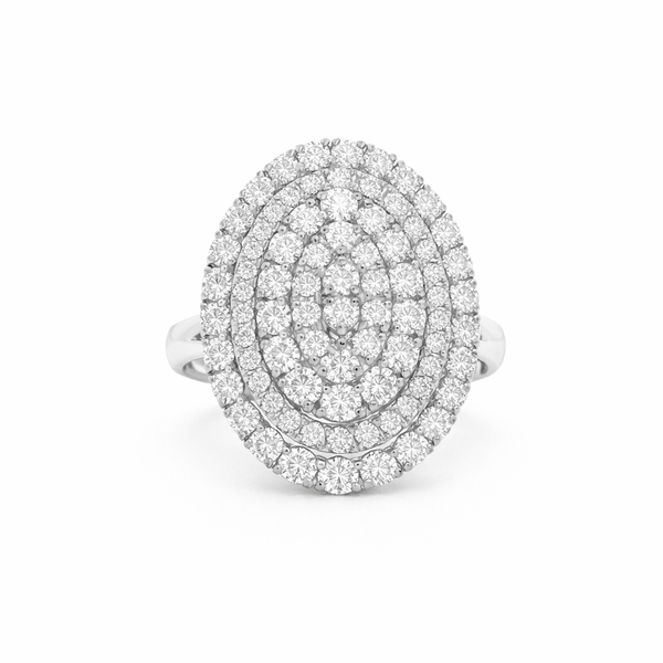 14K White Gold Oval Cluster Diamond Cocktail Ring – 3.00ct Mollys Jewelers Brooklyn, NY