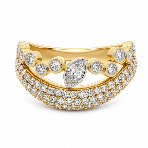 Marquise Diamond Openwork Pavé Ring Mollys Jewelers Brooklyn, NY